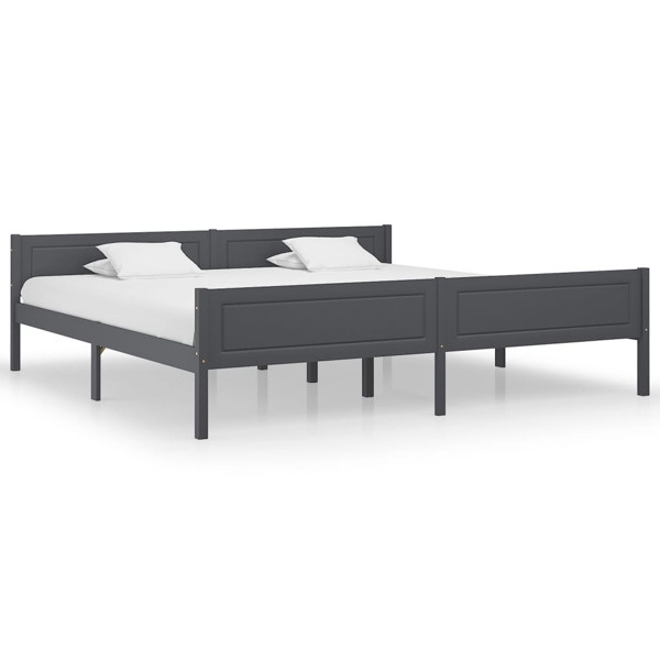 vidaXL Sängram massiv furu grå 200x200 cm grå
