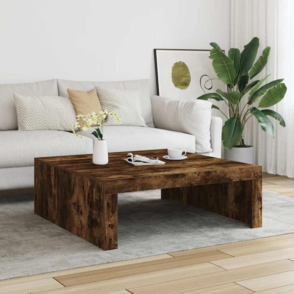 vidaXL Soffbord rökfärgad ek 100x100x35 cm konstruerat trä Brun