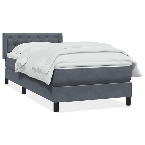 vidaXL Ramsäng med madrass mörkgrå 80x210 cm sammet Grå