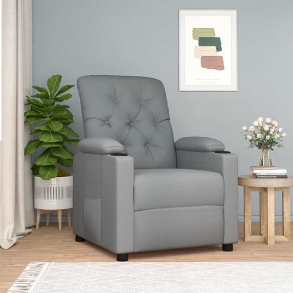 vidaXL Reclinerfåtölj ljusgrå tyg grå