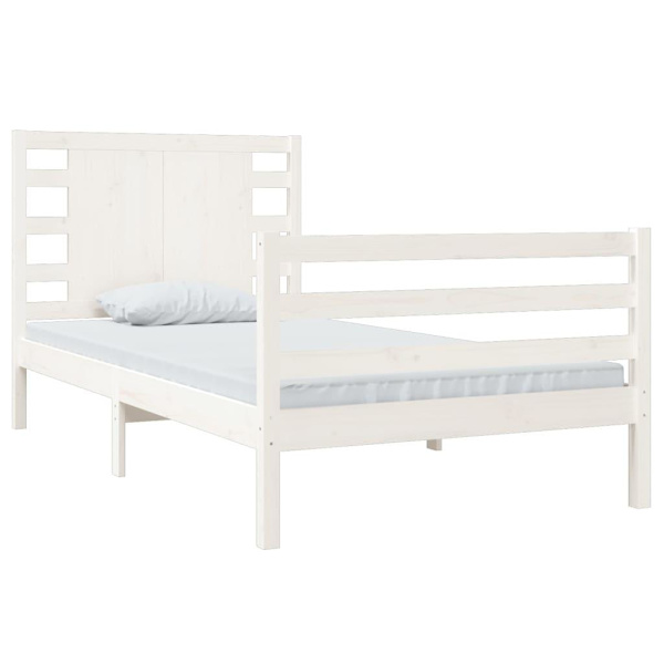 vidaXL Sängram vit massiv furu 100x200 cm enkelsäng Vit