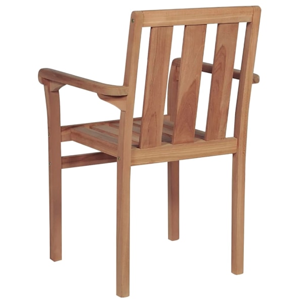 vidaXL Stapelbara trädgårdsstolar med dynor 4 st massiv teak Beige