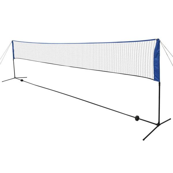 vidaXL Badmintonnät med badmintonbollar 600x155 cm Flerfärgsdesign