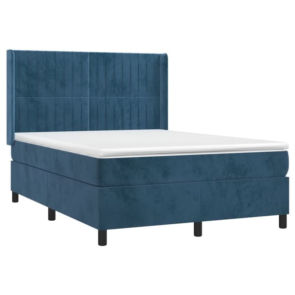 vidaXL Ramsäng med madrass mörkblå 140x190 cm sammet Blå