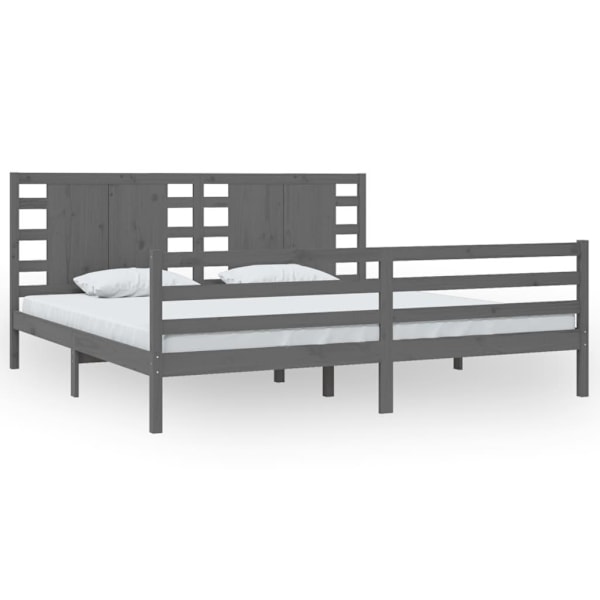 vidaXL Sängram grå massiv furu 200x200 cm Grå