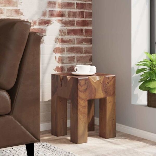 vidaXL stol massivt teakträ 30x30x40 cm Brun
