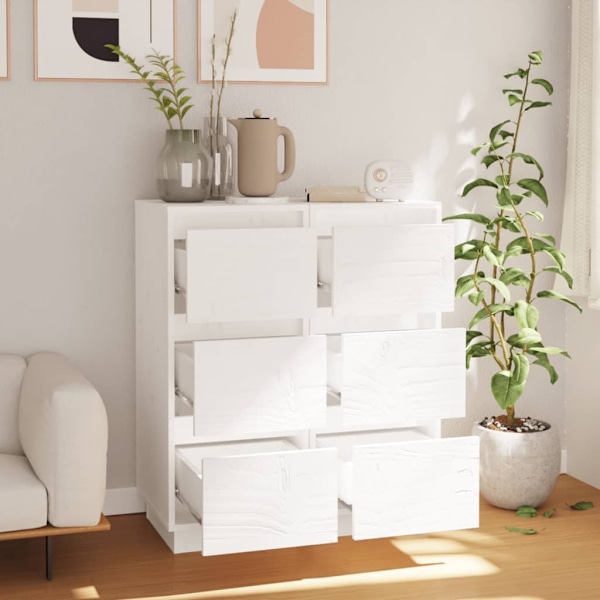 vidaXL Skåp 2 st 32x34x75 cm massiv furu Vit