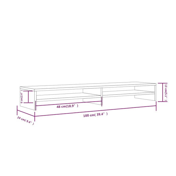 vidaXL Skärmställ vit 100x24x13 cm massiv furu Vit