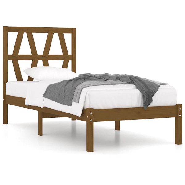 vidaXL Sängram honungsbrun massiv furu 100x200 cm enkelsäng Brun