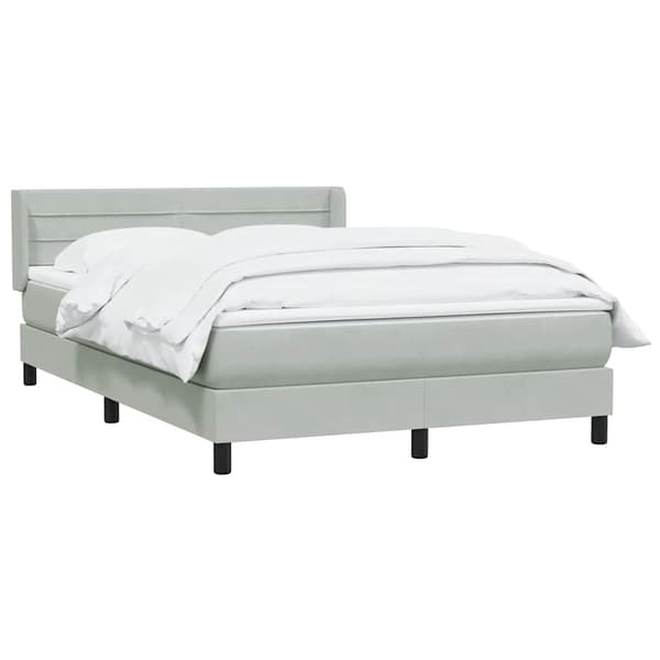 vidaXL Ramsäng med madrass ljusgrå 160x210 cm sammet Grå