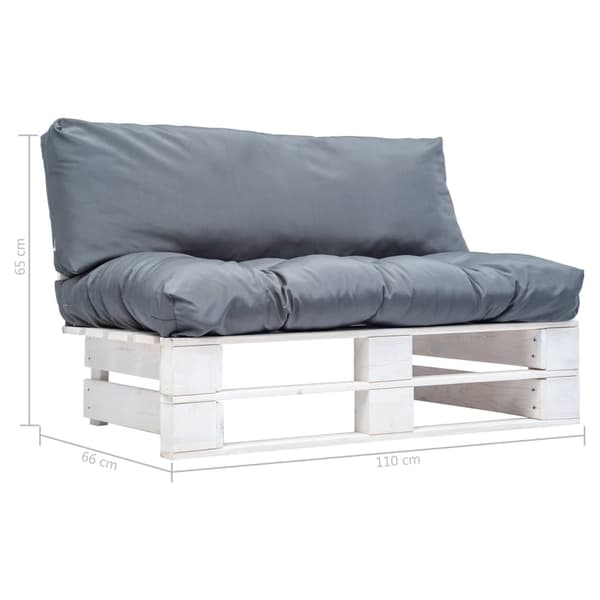 vidaXL Pallsoffa med dynor grå massiv furu grå