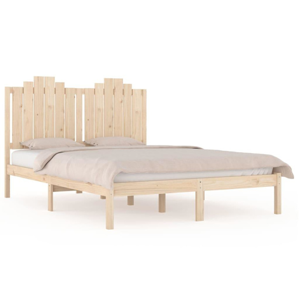 vidaXL Sängram massiv furu 135x190 cm Brun