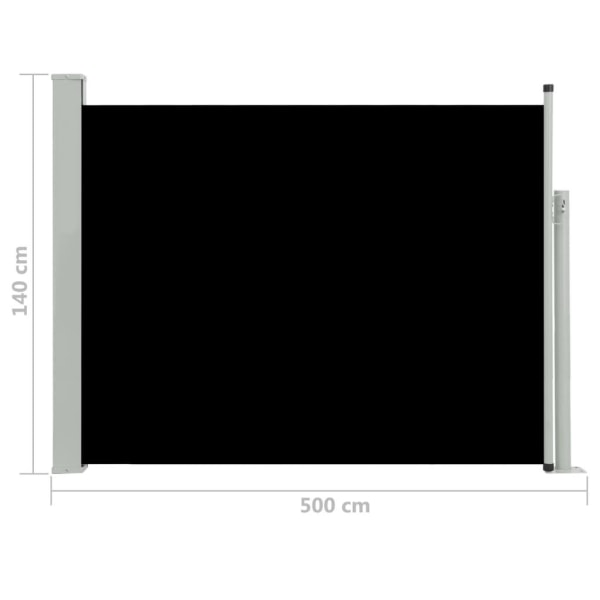 vidaXL Infällbar sidomarkis 140x500 cm svart Svart