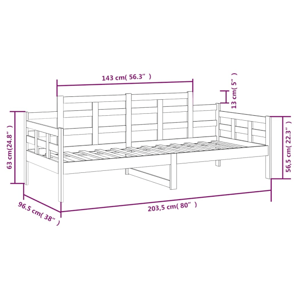 vidaXL Dagbädd massiv furu 90x200 cm Brun