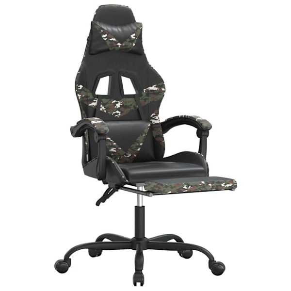 vidaXL Snurrbar gamingstol med fotstöd svart kamouflage konstläder Grön