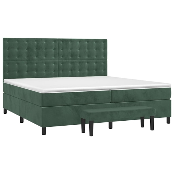 vidaXL Ramsäng med madrass mörkgrön 200x200 cm sammet Grön