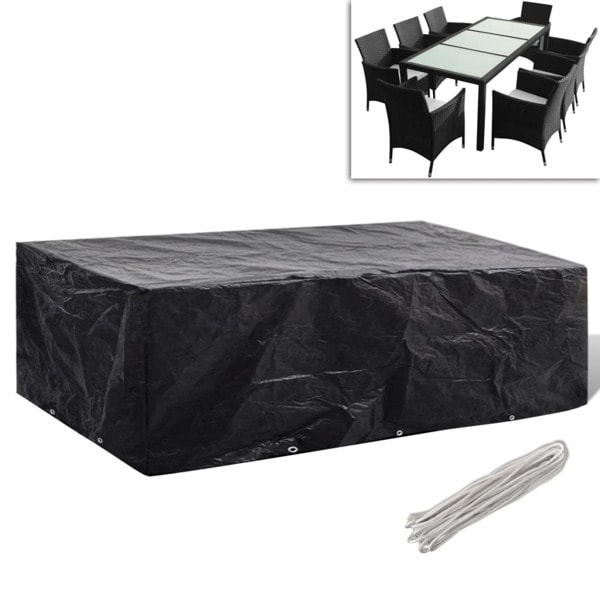 vidaXL Överdrag för 8 personer Poly Rattan Set 300 x 140cm Svart