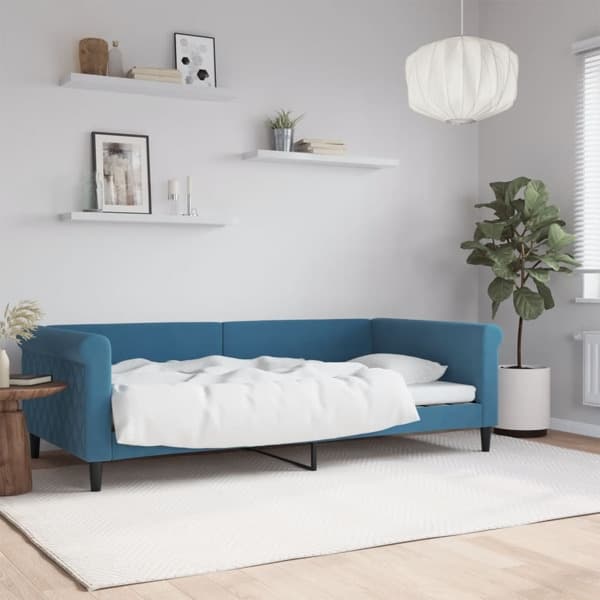 vidaXL Dagbädd blå 100x200 cm sammet Blå