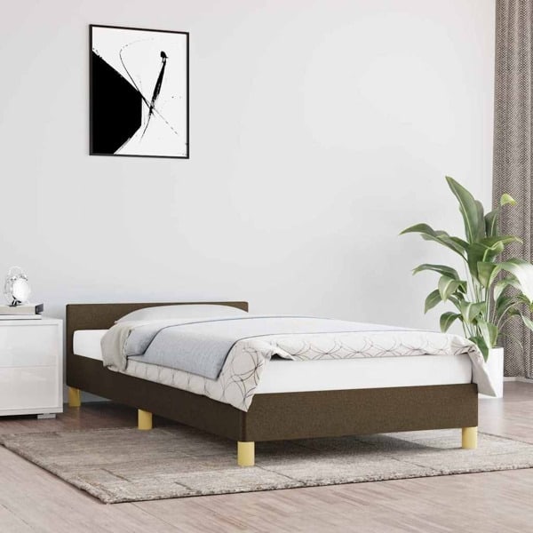 vidaXL Sängram utan madrass mörkbrun 80x200 cm tyg Brun