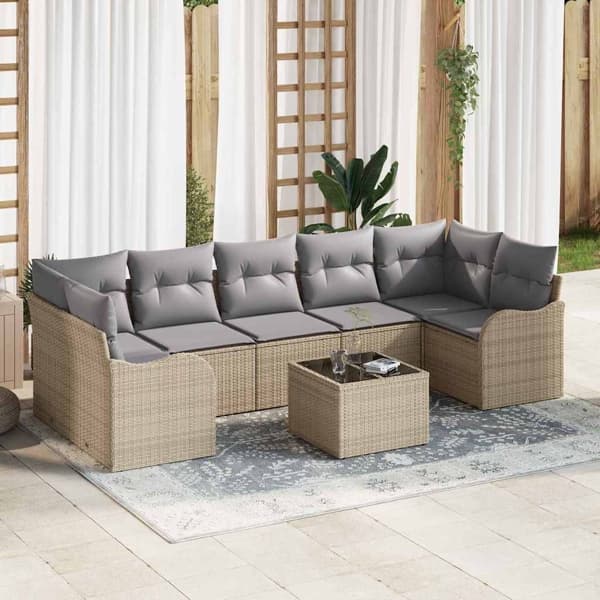 vidaXL Trädgårdsoffset 8 st 7-Antal sittplatser Beige och Grå Beige