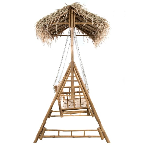 vidaXL 2-sits hammock med palmblad och dynor bambu 202 cm Taupe