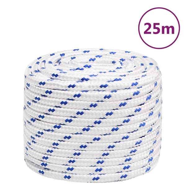 vidaXL Båtlina vit 18 mm 25 m polypropylen Vit