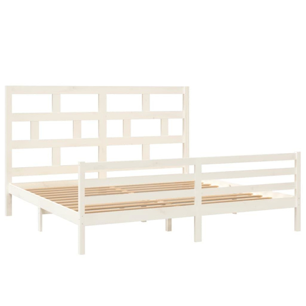 vidaXL Sängram vit massiv furu 200x200 cm Vit