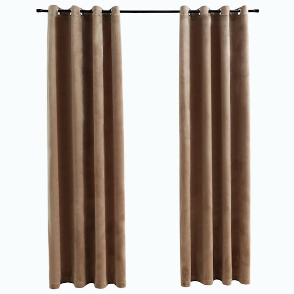 vidaXL Mörkläggningsgardiner med ringar 2 st beige sammet 140x175 cm Beige