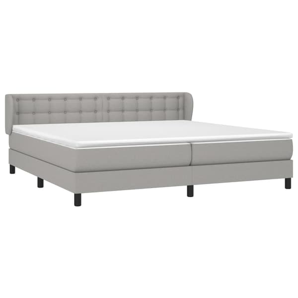 vidaXL Ramsäng med madrass ljusgrå 200x200 cm tyg Grå