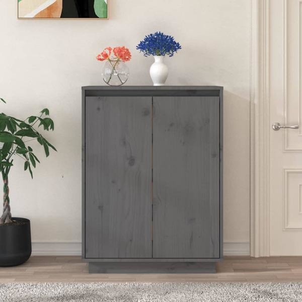 vidaXL Skoskåp grå 60x35x80 cm massiv furu grå