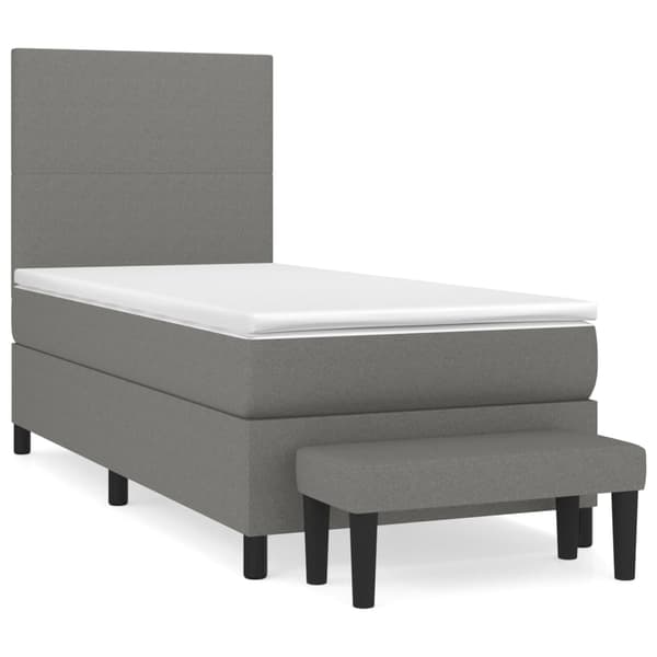 vidaXL Ramsäng med madrass mörkgrå 90x200 cm tyg Grå