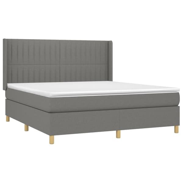 vidaXL Ramsäng med madrass mörkgrå 180x200 cm tyg Grå