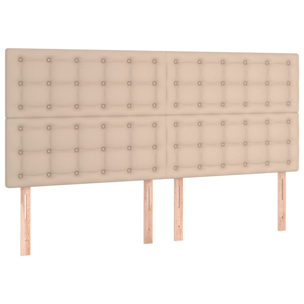 vidaXL Sängram med huvudgavel cappuccino 200x200 cm konstläder Brun