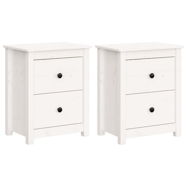 vidaXL Sängbord 2 st vit 50x35x61,5 cm massiv furu Vit