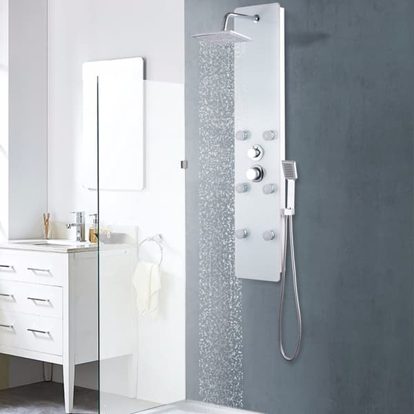 vidaXL Duschpanel glas 25x44,6x130 cm vit Vit