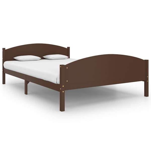 vidaXL Sängram mörkbrun massiv furu 160x200 cm Brun