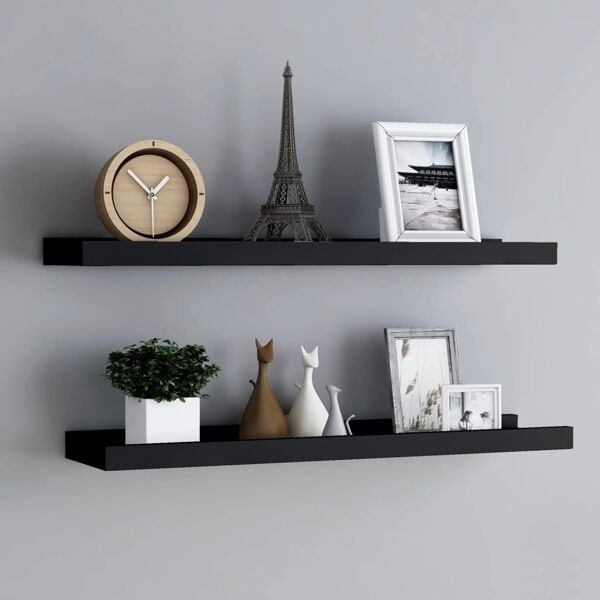 vidaXL Tavellist 2 st svart 80x9x3 cm MDF Svart