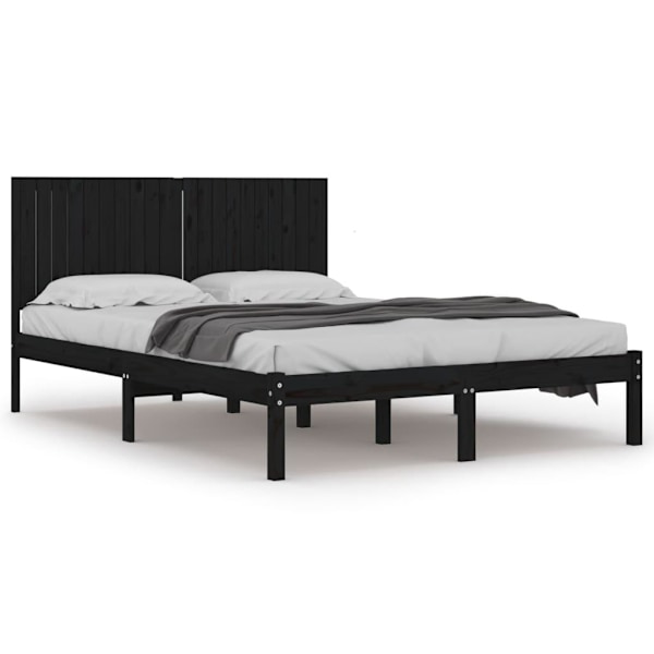 vidaXL Sängram svart massiv furu 200x200 cm Svart