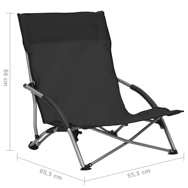 vidaXL Hopfällbara strandstolar 2 st svart tyg Svart