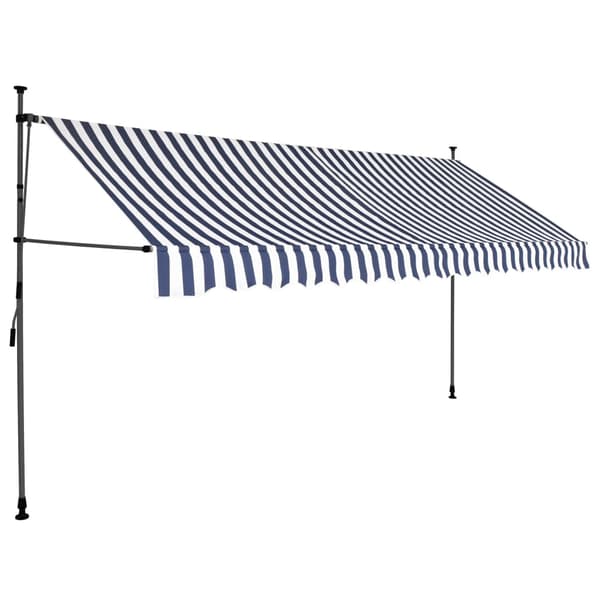 vidaXL Markis manuellt infällbar med LED 400 cm blå och vit multifärg