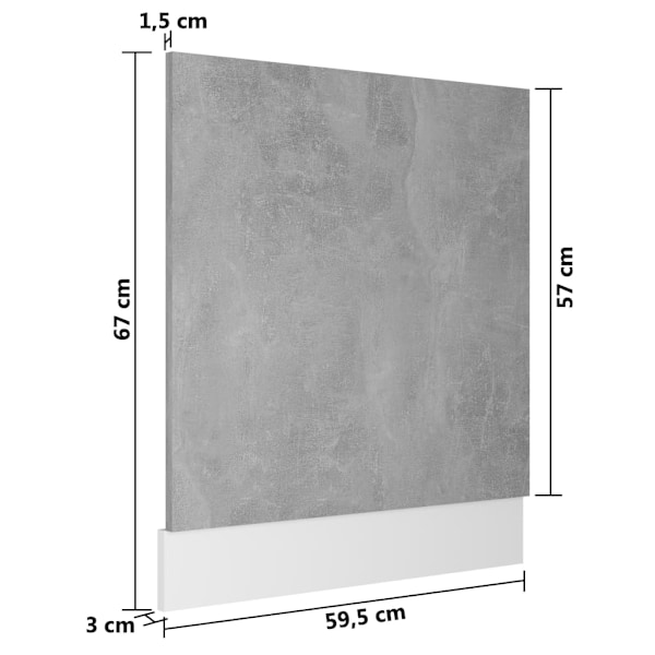 vidaXL Front för diskmaskin “Lyon” betonggrå 59,5x3x67 cm grå