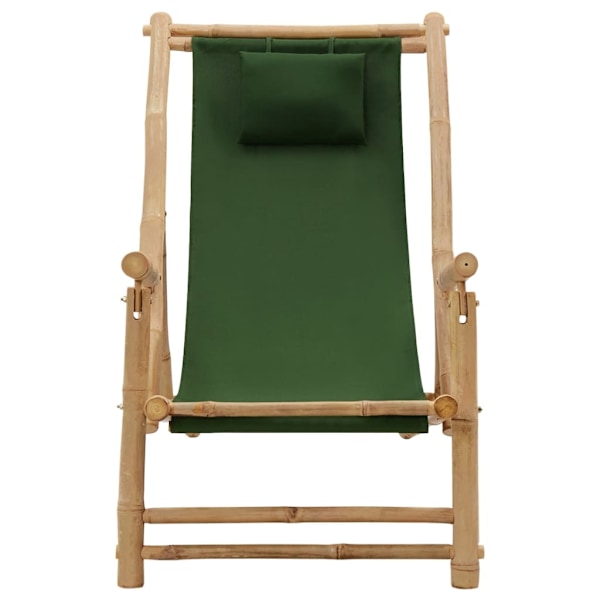 vidaXL Solstol bambu och kanvas grön Grön