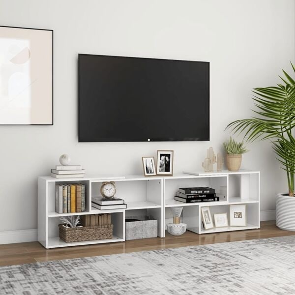 vidaXL Tv-bänk vit högglans 149x30x52 cm konstruerat trä Vit