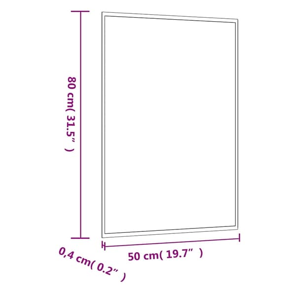 vidaXL Väggspegel 50x80 cm glas rektangulär Silver