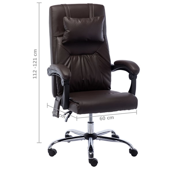vidaXL Massagekontorsstol brun konstläder Brun