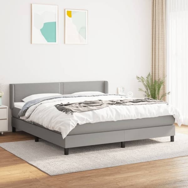 vidaXL Ramsäng med madrass ljusgrå 180x200 cm tyg Grå