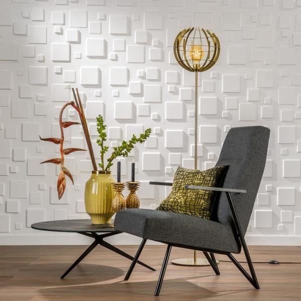 WallArt 3D Väggpaneler 24 st GA-WA09 fyrkantig Vit
