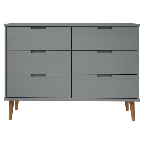 vidaXL Byrå grå 113x40x80 cm massivt furuträ Grå