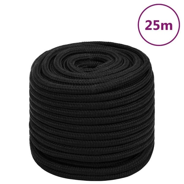vidaXL Rep svart 18 mm 25 m polyester Svart