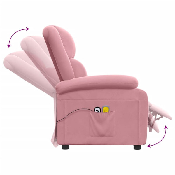 vidaXL Elektrisk massagefåtölj rosa sammet Rosa